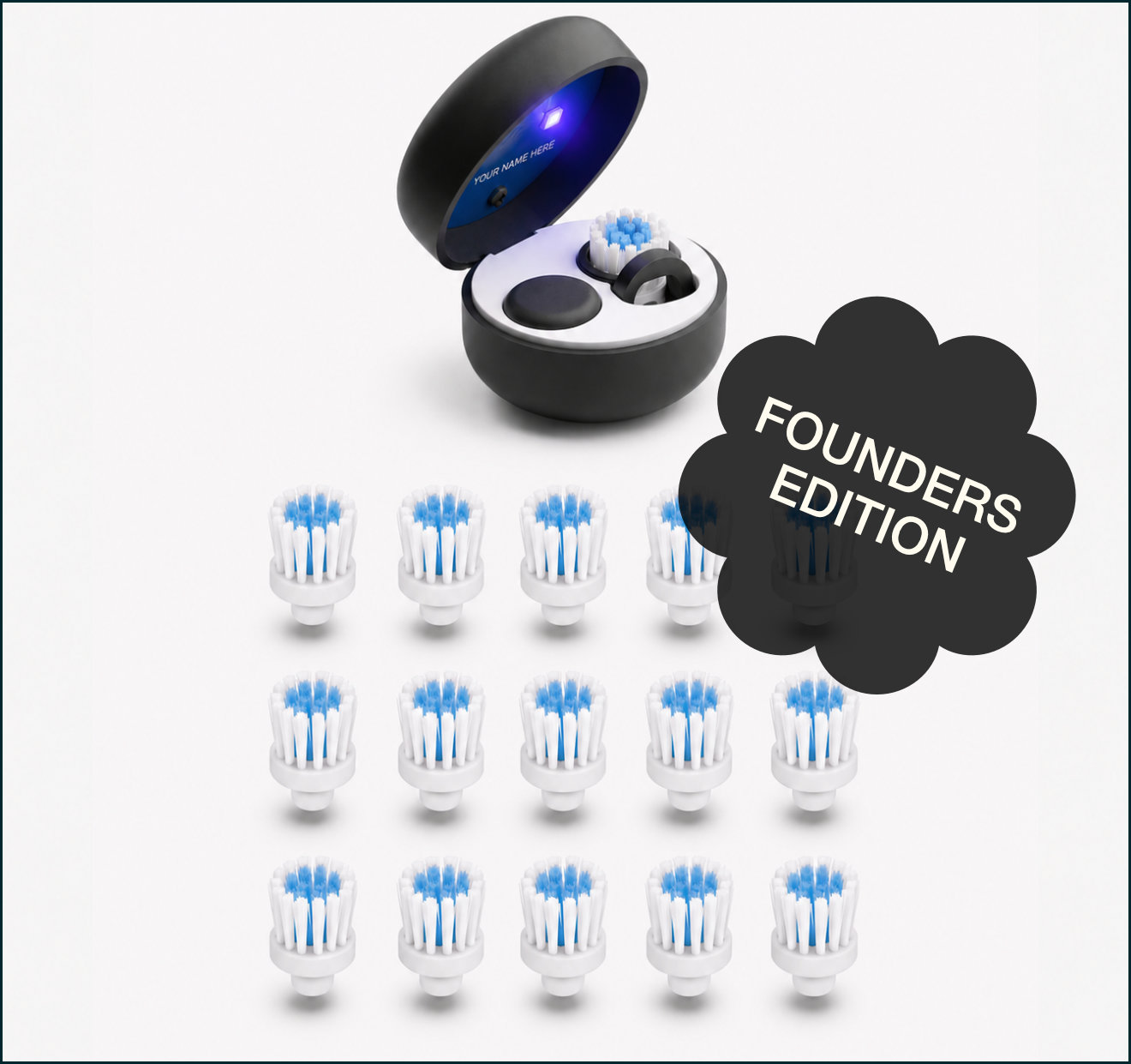 Founders edition TinyBrush with fifteen brush bristles